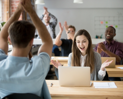 Motivated office employees