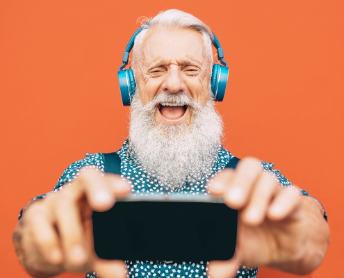 Tech savvy senior