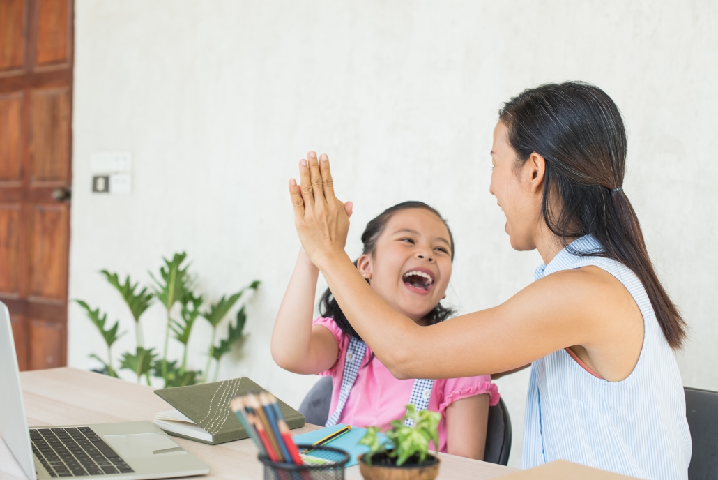 Homeschooling mother and daughter